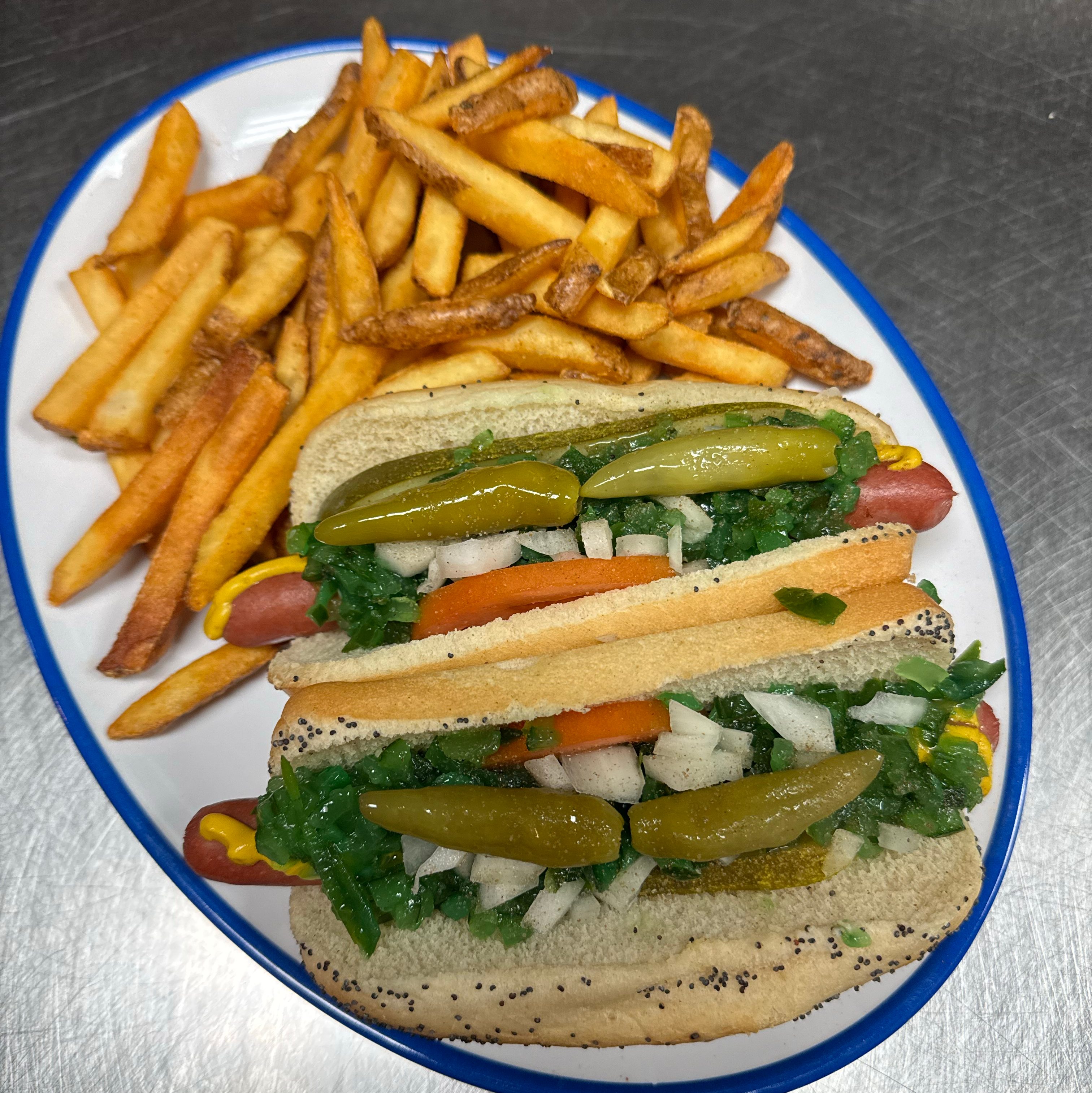 Chicago Style 2 Hot Dogs.
